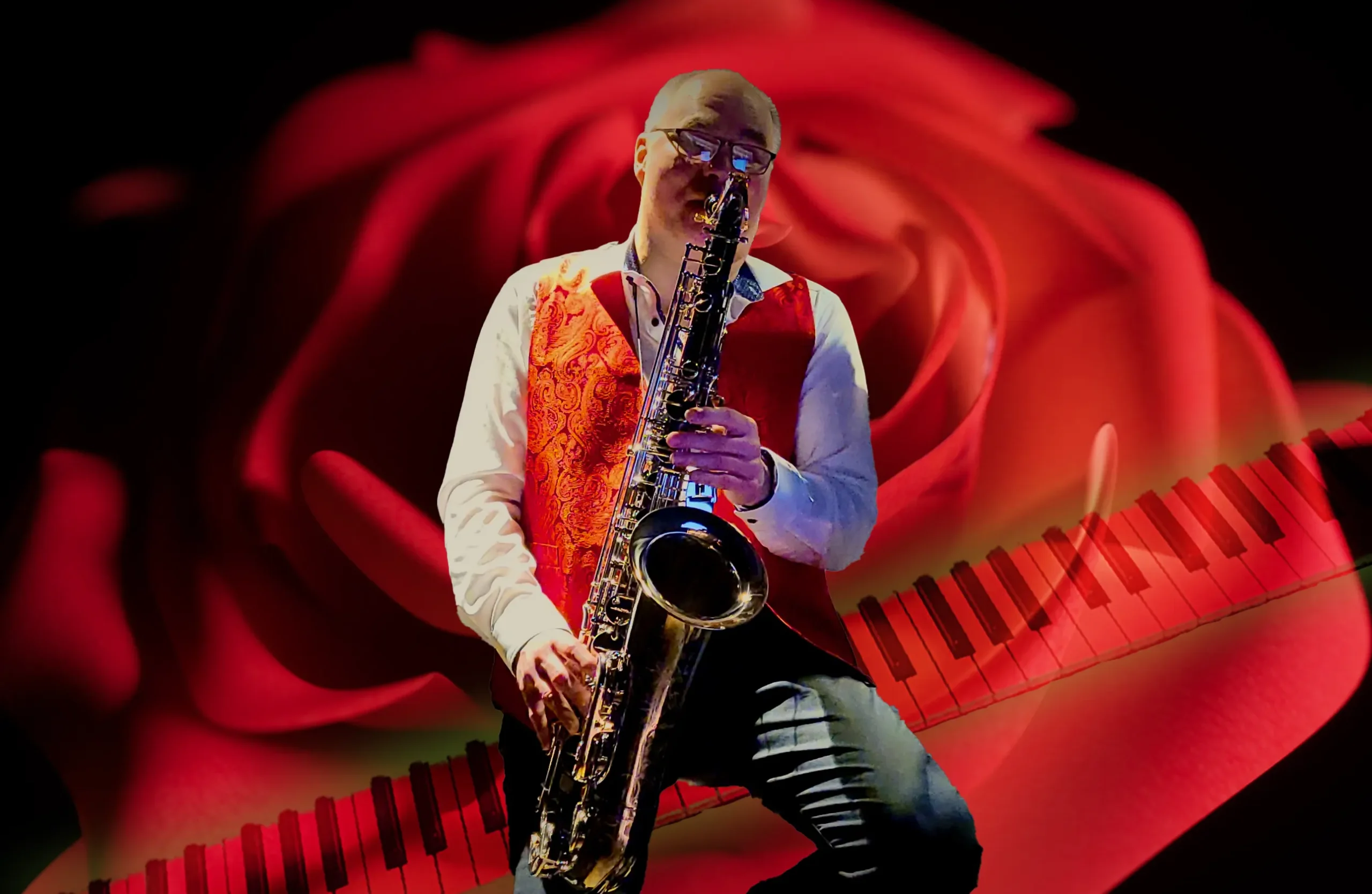 Klaus Grüninger mit Keybaord und Saxophon