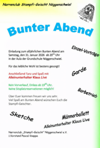 Flyer: Einladung zum Bunten Abend in Nöggenschwiel